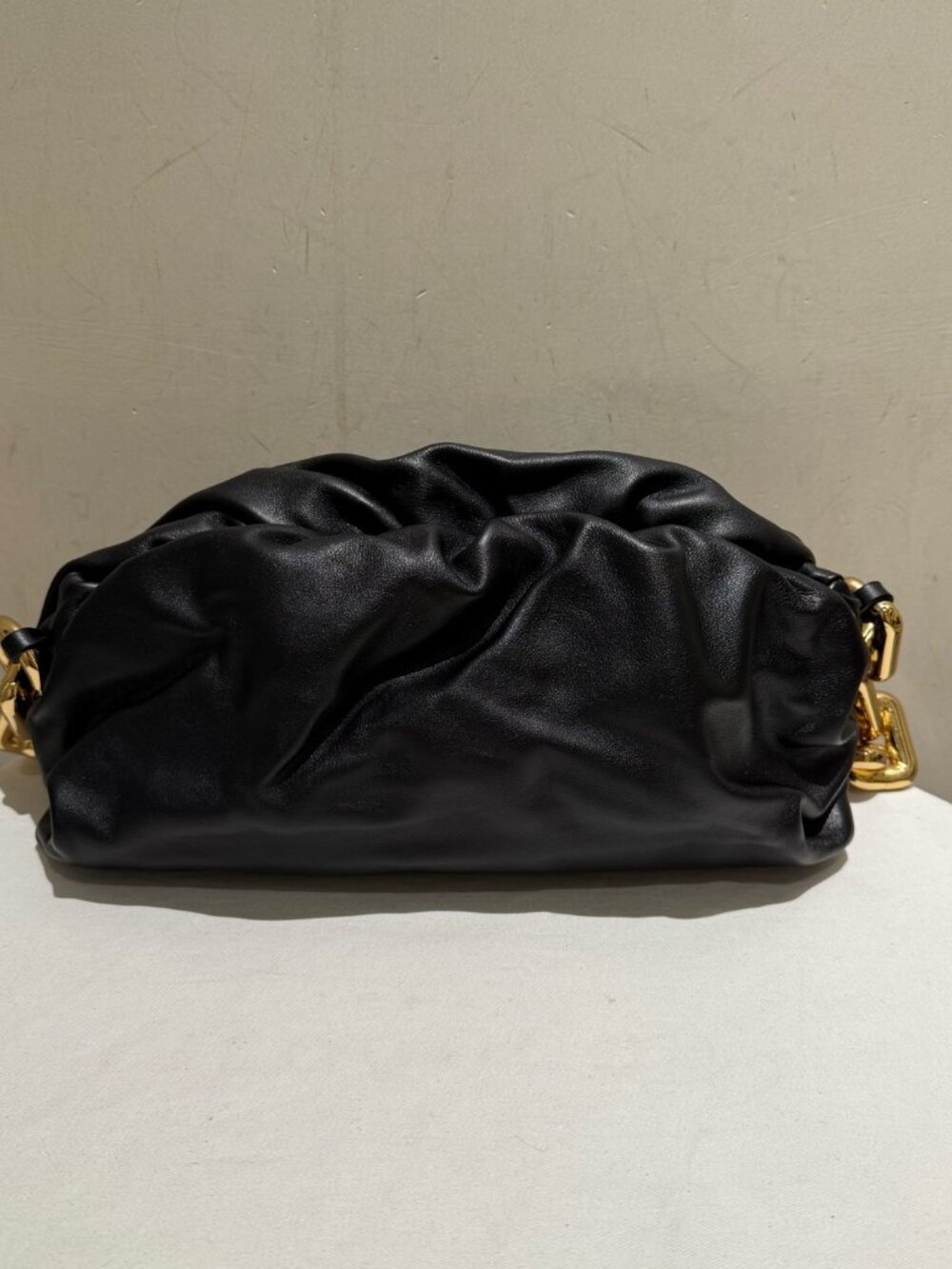 Bottega Veneta The Chain Pouch Black Lambskin Cloud Shoulder Bag